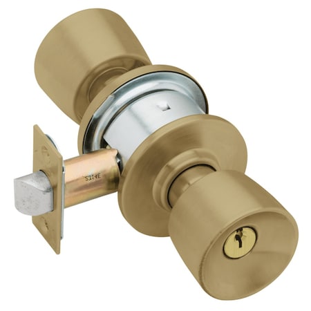 Schlage Grade 2 Entrance Cylindrical Lock, Tulip Knob, Conventional Cylinder, Antique Brass Fnsh, Non-handed A53PD TUL 609